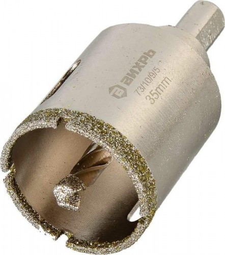 Алмазная коронка для мокрого сверления ВИХРЬ 35 мм по керамограниту/керамике 73/10/9/5