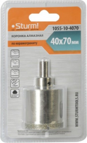 Алмазная коронка для мокрого сверления Sturm 1055-10-4070 по керамограниту 40х70 мм, хвост. с проточками - изображение 5