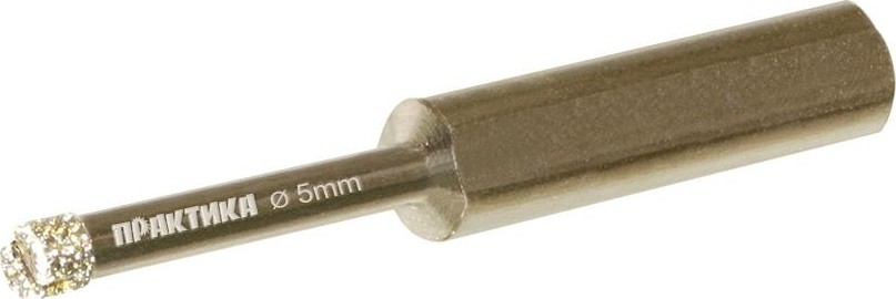 Алмазная коронка для мокрого сверления ПРАКТИКА "Профи" 5х65мм по керамограниту/керамике 917-491
