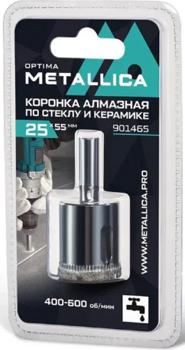 Алмазная коронка для мокрого сверления METALLICA Optima 25x55 мм #80 по стеклу, плитке 901465