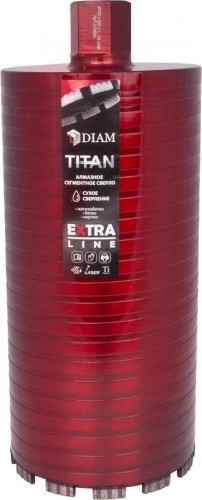 Алмазная коронка для мокрого сверления DIAM САСС 132x300х6x1,1/4UNC Extra Line Titan (арм. бетон) 313029