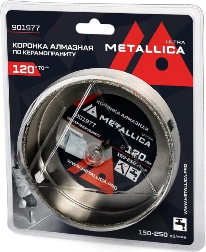 Алмазная коронка для мокрого сверления METALLICA Ultra 120х70 мм #46 по керамограниту, плитке 901977