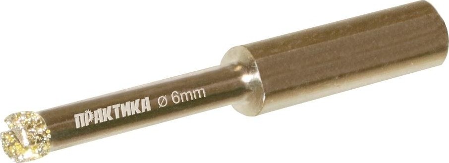 Алмазная коронка для мокрого сверления ПРАКТИКА "Профи" 6х65мм по керамограниту/керамике 917-507