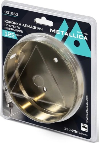 Алмазная коронка для мокрого сверления METALLICA Optima 125x55 мм #80 по стеклу, плитке 901663