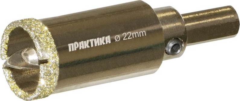Алмазная коронка для мокрого сверления ПРАКТИКА "Профи" 22х70мм по керамограниту/керамике 917-583