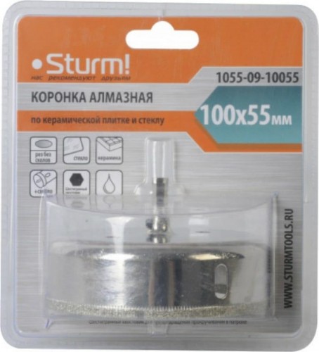 Алмазная коронка для мокрого сверления Sturm 1055-09-10055 по керамике и стеклу