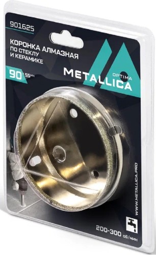 Алмазная коронка для мокрого сверления METALLICA Optima 90x55 мм #80 по стеклу, плитке 901625
