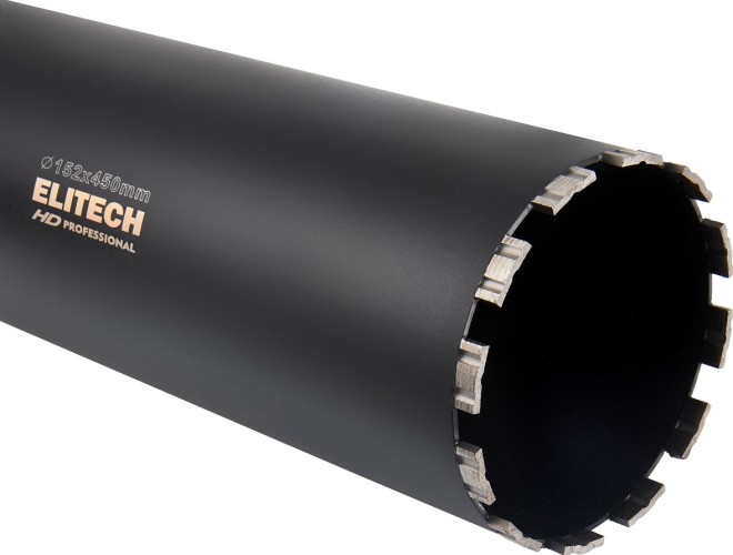 Алмазная коронка для мокрого сверления ELITECH 1110.012400 HD с охлаждением, 152х450, 1 1/4"  206485 - изображение 5