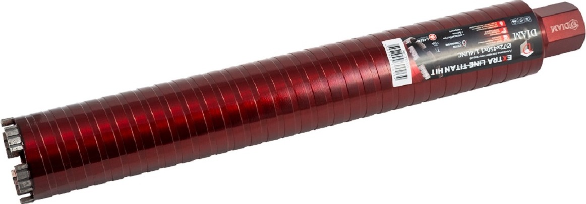 Алмазная коронка для сухого сверления DIAM САСС 72x450х4x1,1/4UNC Extra Line Titan HIT (арм. бетон) 313036 - изображение 2