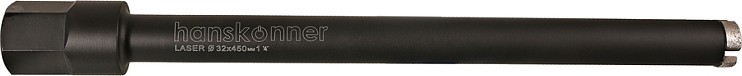 Алмазная коронка для сухого сверления HANSKONNER H1055-11-32 laser по железобетону 32 мм, 1 1/4", l=450мм