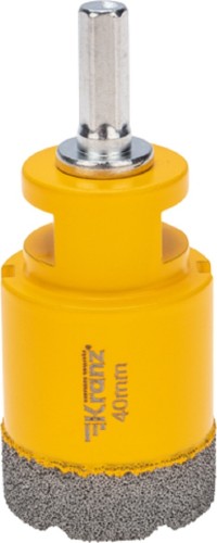 Алмазная коронка для сухого сверления Kranz KR-92-1019 по керамограниту и железобетону М14, 40мм