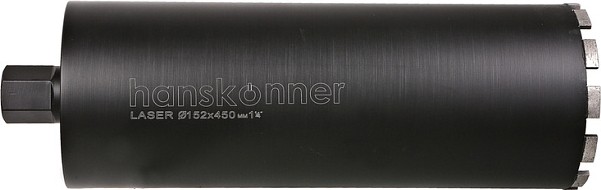Алмазная коронка по железобетону HANSKONNER H1055-11-152 LASER 152 мм, 1 1/4", l=450мм