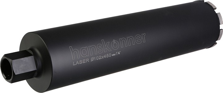 Алмазная коронка по железобетону HANSKONNER H1055-11-102 LASER 102 мм, 1 1/4", l=450мм