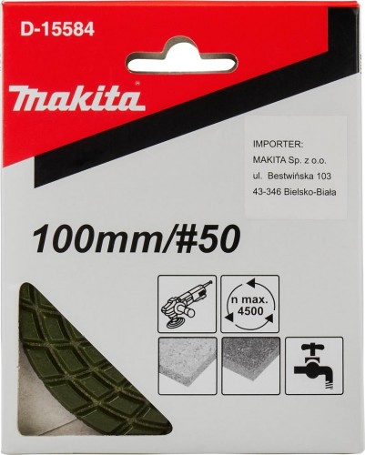 Алмазная тарелка на липучке MAKITA D-15584 гранит/мрамор d100 мм, p50 - изображение 5