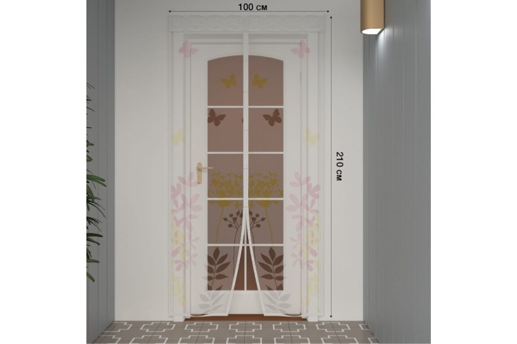 Антимоскитная сетка REXANT 71-0224 дверная 210х100см, с магнитами, с цветами - изображение 2