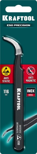 Антистатический пинцет прецизионный KRAFTOOL 222126 изогнутый 116 мм, антимагнитный - изображение 4