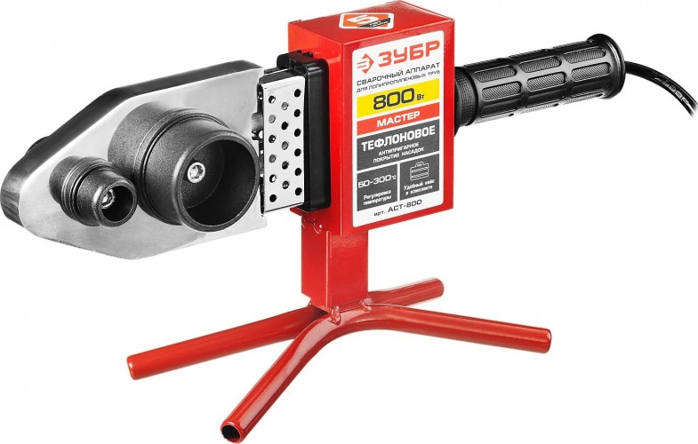Аппарат для сварки полипропиленовых труб ЗУБР МАСТЕР (паяльник) для 800 вт, 50-300с, насадки 20, 25, 32 АСТ-800