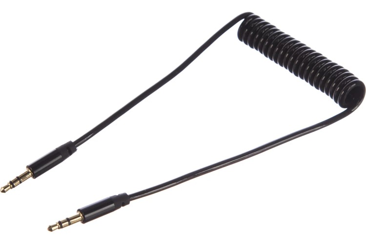 Аудиокабель REXANT 18-4010 AUX 3,5мм, 1м, черный, шнур спираль - изображение 2