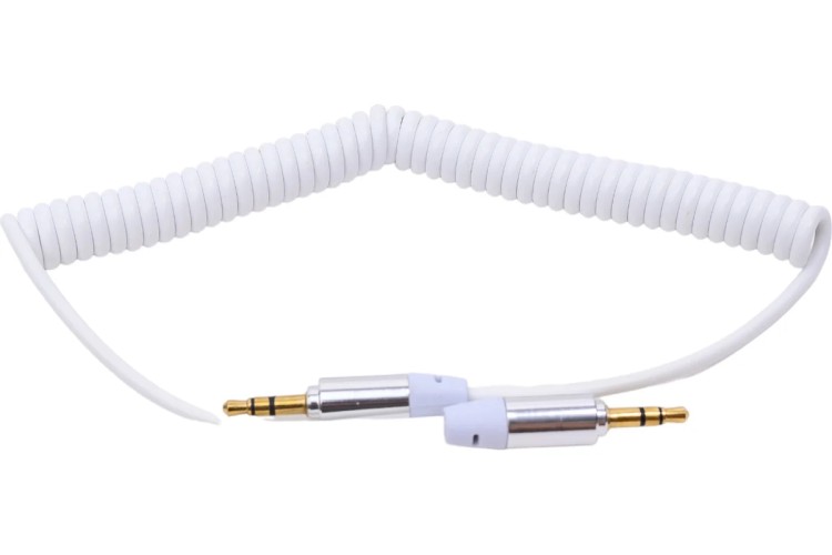 Аудиокабель REXANT 18-4014 AUX 3,5мм, 1м белый, шнур спираль