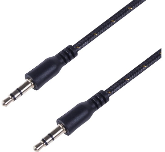 Аудиокабель REXANT 18-4071 AUX 3,5мм, 1м, черный, в тканевой опле