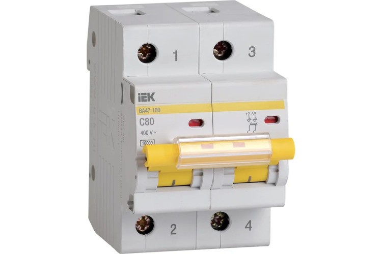 Автоматический выключатель IEK KARAT модульный 2п C 80A 10кA BA47-100  MVA40-2-080-C