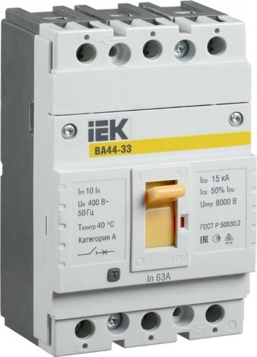 Автоматический выключатель IEK ВА44 33 3п 63А 15кА SVA4410-3-0063