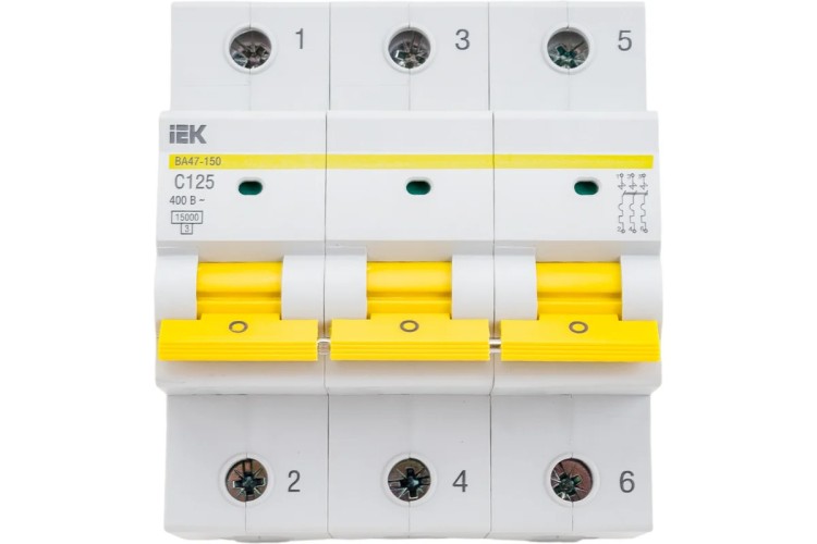 Автоматический выключатель IEK KARAT модульный 3п C 125A 15кA BA47-150  MVA50-3-125-C