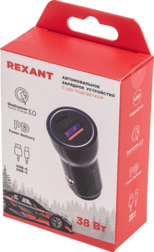 Автозарядка REXANT 18-1200 в прикуриватель АЗУ USB-A (QC 3.0)+USB - изображение 5
