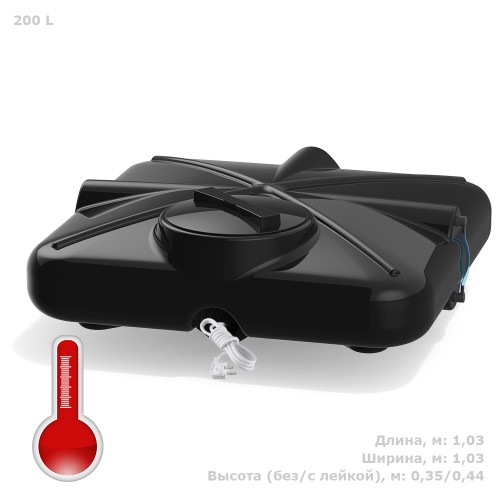 Бак для душа POLIMER GROUP «РОСА» 200л с крышкой и подогревом DRS200S112