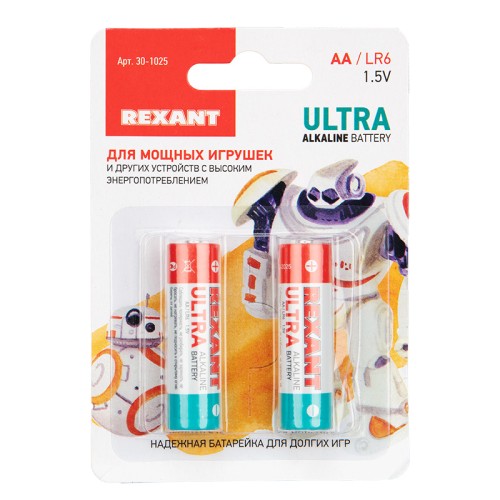Батарейка REXANT 30-1025 алкалиновая ультра AA/LR6, 1,5B, 2 шт - изображение 3