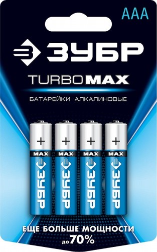 Батарейка ЗУБР Turbo-MAX тип AAA, 4 шт. 59203-4C_z01