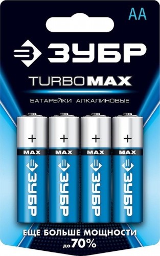 Батарейка ЗУБР Turbo-MAX тип AA, 4 шт. 59206-4C_z01