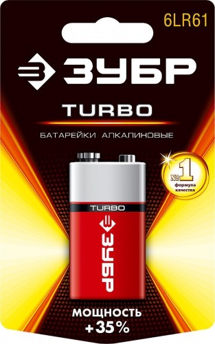Батарейка ЗУБР Turbo тип 6LR61 (крона), 1 шт. 59219_z01