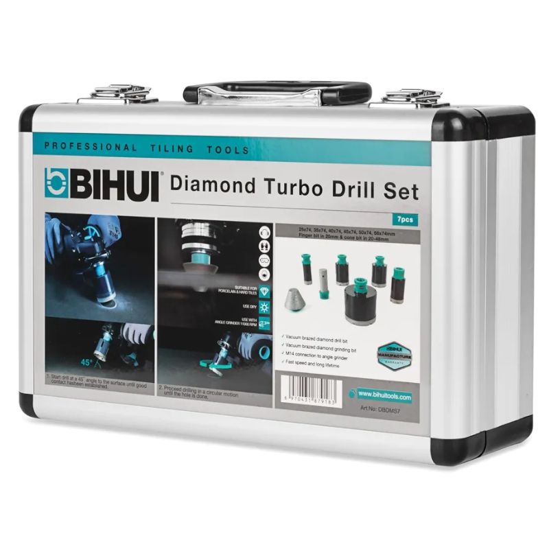 Набор коронок алмазных BIHUI 25/35/40/45/68 мм + Фреза 20 мм + Фреза конусная 20-48 DBDMS7 - изображение 3