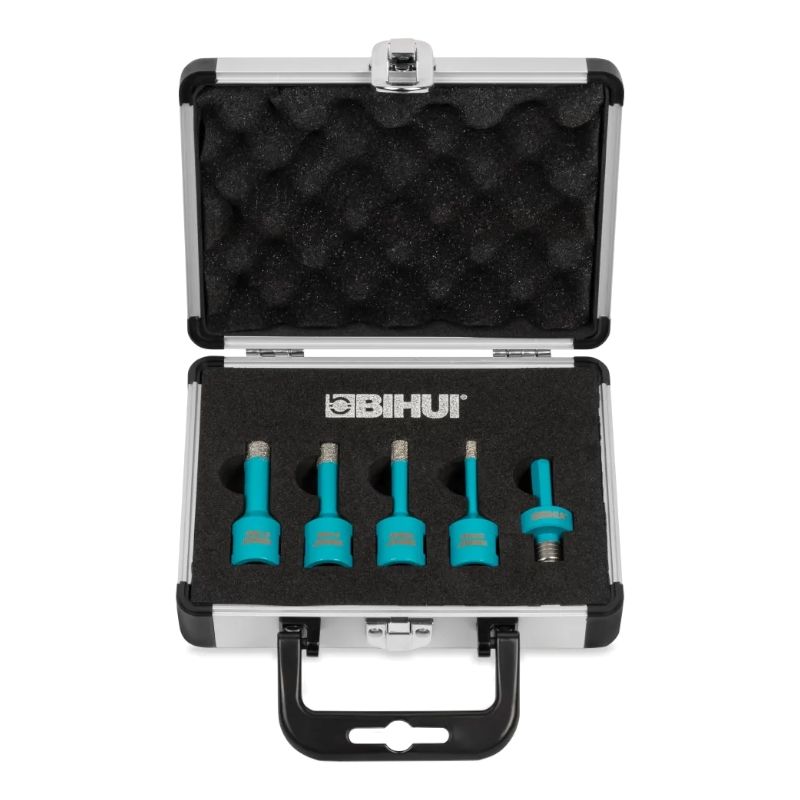 Набор алмазных коронок BIHUI 6/8/10/12 мм + переходник с М14 на хвостовик для дрели DBDMK5 - изображение 2