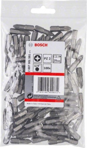 Бита для заворачивания BOSCH Extra Hard 25 мм PZ2 100шт 2607001561 - изображение 2