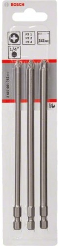 Бита для заворачивания BOSCH Extra Hard 152 мм PZ1/2/3 3шт 2607001762 - изображение 2