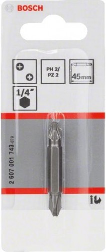 Бита для заворачивания BOSCH Extra Hard двусторонняя 45 мм PH2/PZ2 2607001743 - изображение 2