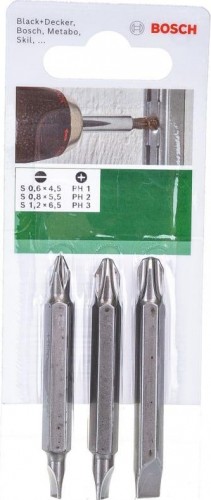Бита для заворачивания BOSCH двусторонняя 45 ММ S/PH1,2,3 Extra Hard 3шт xh 2609255959 - изображение 2