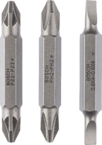 Бита для заворачивания BOSCH Extra Hard двусторонняя 45 мм PH2PZ2/S0.6x4.0 3шт 2607001744