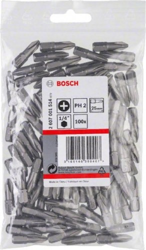 Бита для заворачивания BOSCH Extra Hard 25 мм PH2 100шт 2607001514 - изображение 2