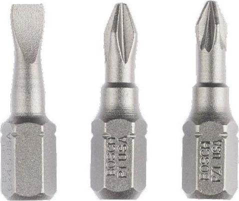 Бита для заворачивания BOSCH Extra Hard 25 мм S0.6х4.5/PH1/PZ1 3шт 2607001765