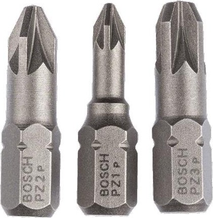 Бита для заворачивания BOSCH Extra Hard 25 мм PZ/1/2/3 3шт 2607001753