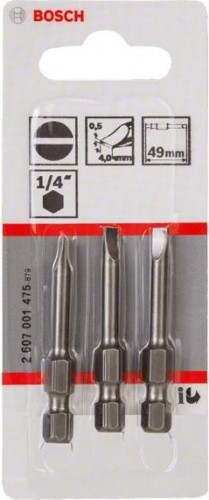 Бита для заворачивания BOSCH Extra Hard 49 мм S 0.5x4.0 3шт 2607001475 - изображение 2