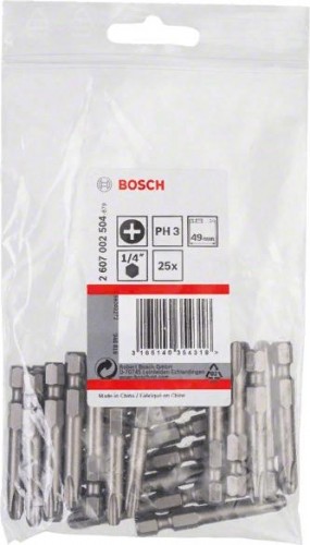 Бита для заворачивания BOSCH Extra Hard 49 мм PH3 25шт 2607002504 - изображение 2