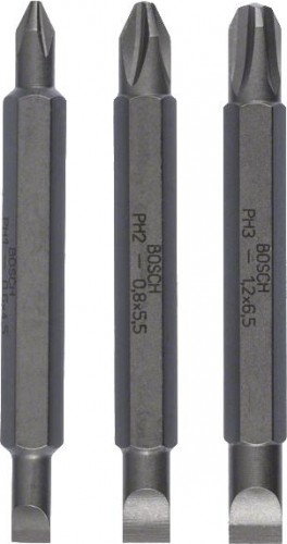 Бита для заворачивания BOSCH Extra Hard двусторонняя 60 мм S/PH 3шт 2607001746