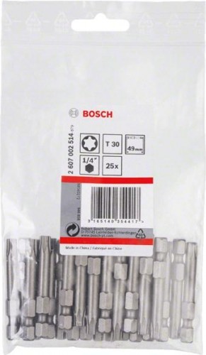 Бита для заворачивания BOSCH Extra Hard 49 мм T30 25шт 2607002514 - изображение 2