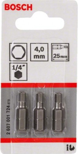 Бита для заворачивания BOSCH Extra Hard 25 мм HEX4 3шт 2607001724 - изображение 2