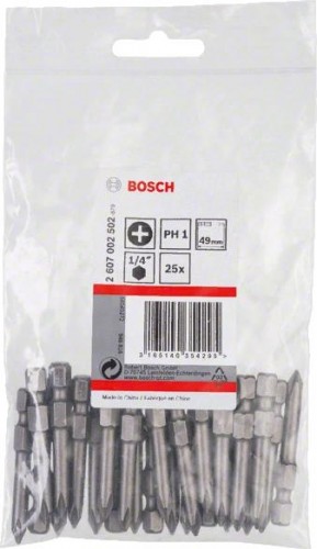 Бита для заворачивания BOSCH Extra Hard 49 мм PH1 25шт 2607002502 - изображение 2