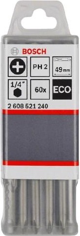 Бита для заворачивания BOSCH PH2 49MM ECO 60шт 2608521240